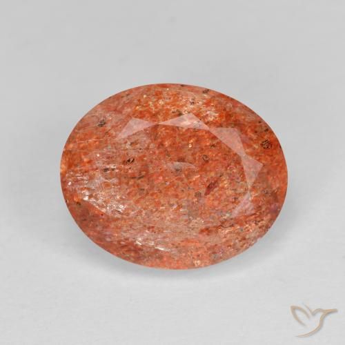 3.59ct 자연스러운 자몽 오렌지 썬스톤, 타원형, 투명한
