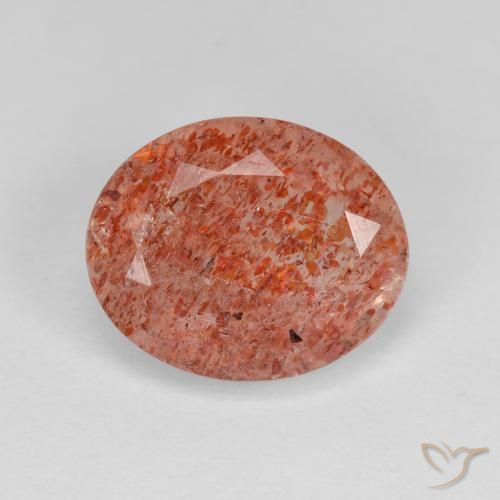 3.03ct 자연스러운 미디엄 오렌지 썬스톤, 타원형, 투명한