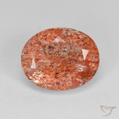 3.47ct 자연스러운 따뜻한 오렌지 썬스톤, 타원형, 투명한