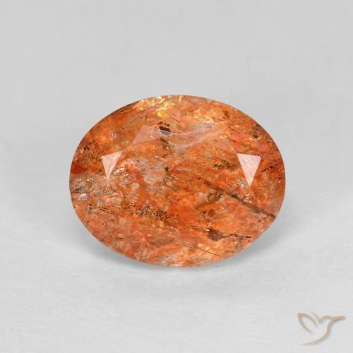 2.93ct 자연스러운 밝은 주황색 썬스톤, 타원형, 투명한