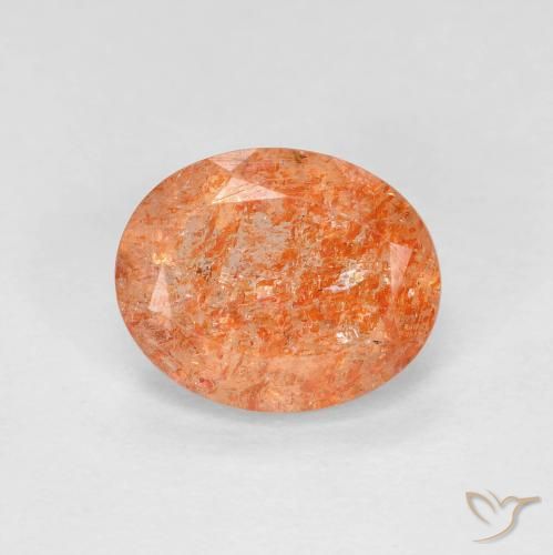 2.28ct 자연스러운 딥 오렌지 썬스톤, 타원형, 투명한