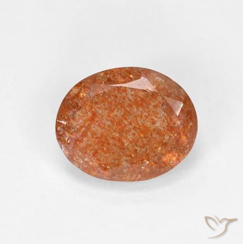 2.41ct 자연스러운 붉은 오렌지 썬스톤, 타원형, 투명한