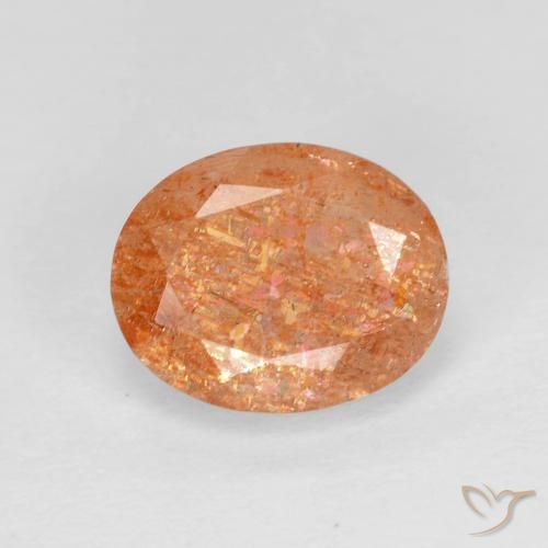 2.60ct 자연스러운 붉은 오렌지 썬스톤, 타원형, 투명한