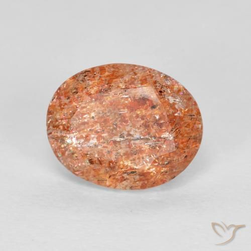 2.62ct 자연스러운 미디엄 오렌지 썬스톤, 타원형, 투명한