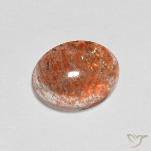 1.70ct 자연스러운 붉은 오렌지 썬스톤, 타원형, 투명한