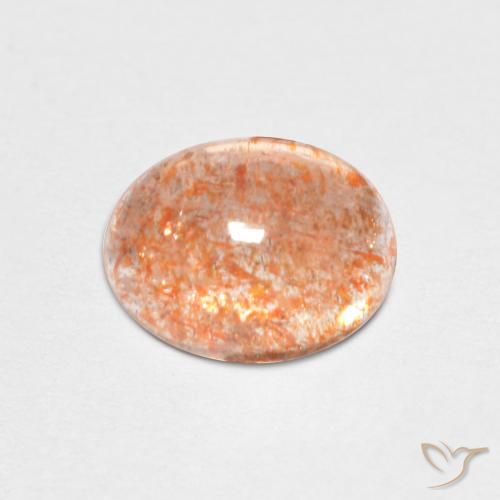 1.38ct 자연스러운 라이트 오렌지 썬스톤, 타원형, 투명한
