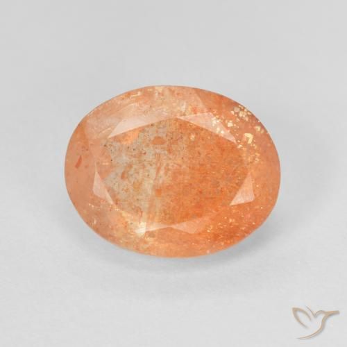 2.83ct 자연스러운 딥 오렌지 썬스톤, 타원형, 투명한