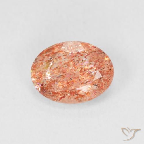 1.19ct 자연스러운 Medium Light-Orange 썬스톤, 타원형, 투명한