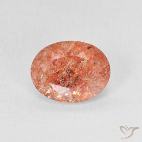 1.07ct 자연스러운 붉은 오렌지 썬스톤, 타원형, 투명한