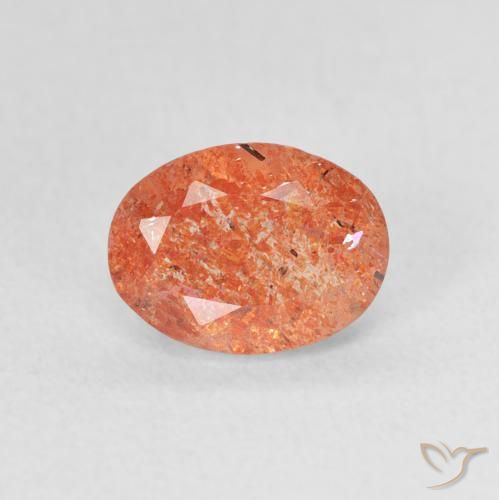 1.24ct 자연스러운 미디엄 오렌지 썬스톤, 타원형, 투명한