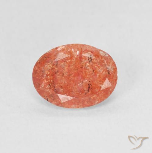 0.99ct 자연스러운 미디엄 오렌지 썬스톤, 타원형, 투명한