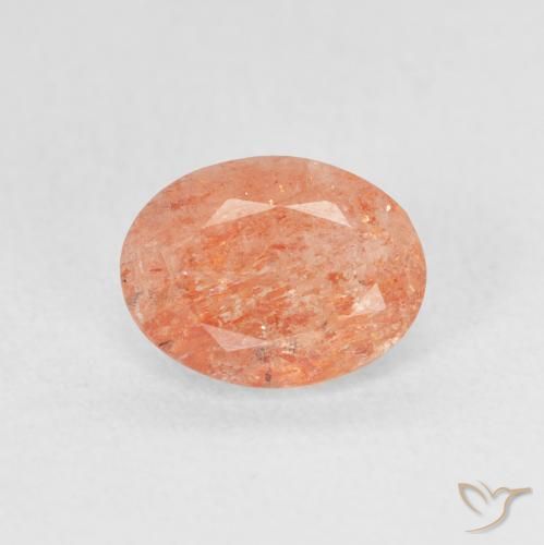 1.22ct 자연스러운 미디엄 오렌지 썬스톤, 타원형, 투명한
