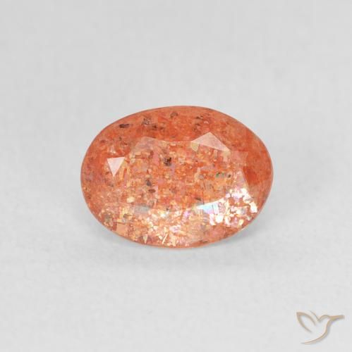 1.13ct 자연스러운 밝은 주황색 썬스톤, 타원형, 투명한