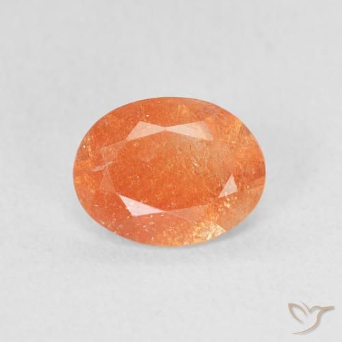 1.00ct 자연스러운 미디엄 오렌지 썬스톤, 타원형, 투명한
