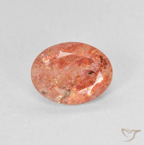 1.20ct 자연스러운 밝은 주황색 썬스톤, 타원형, 투명한