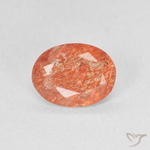 0.92ct 자연스러운 밝은 주황색 썬스톤, 타원형, 투명한