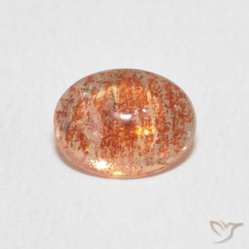 0.74ct 자연스러운 미디엄 오렌지 썬스톤, 타원형, 투명한