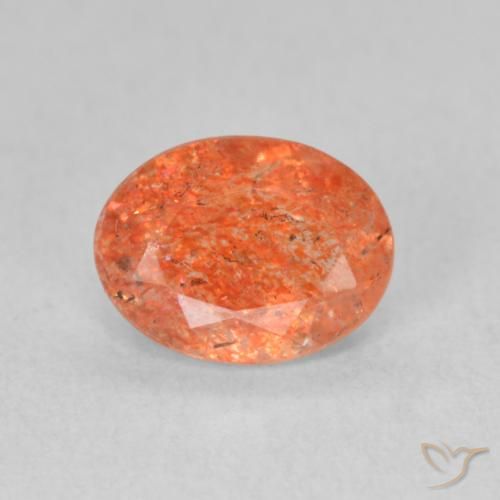 1.15ct 자연스러운 미디엄 오렌지 썬스톤, 타원형, 투명한