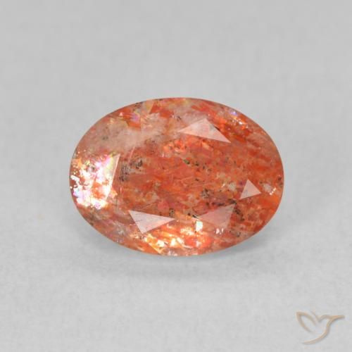 1.20ct 자연스러운 Medium Light-Orange 썬스톤, 타원형, 투명한