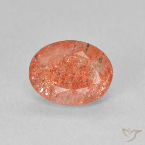 1.18ct 자연스러운 진저 오렌지 썬스톤, 타원형, 투명한