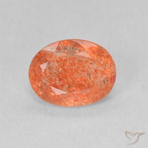 1.26ct 자연스러운 밝은 주황색 썬스톤, 타원형, 투명한