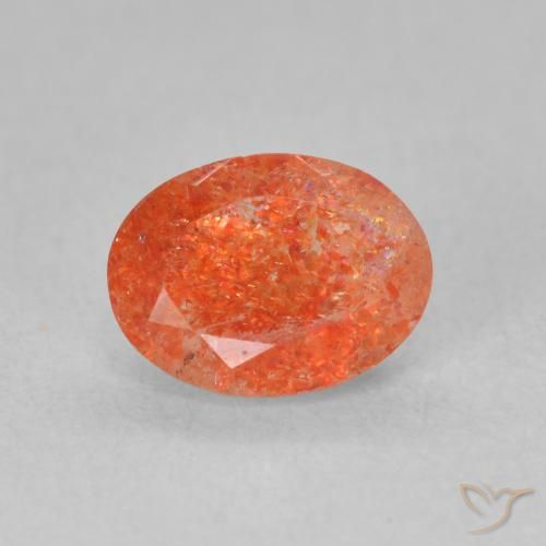1.29ct 자연스러운 밝은 주황색 썬스톤, 타원형, 투명한