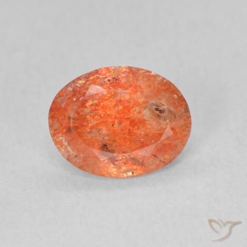 0.94ct 자연스러운 밝은 주황색 썬스톤, 타원형, 투명한