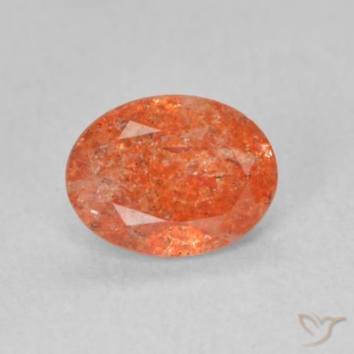 1.23ct 자연스러운 미디엄 오렌지 썬스톤, 타원형, 투명한