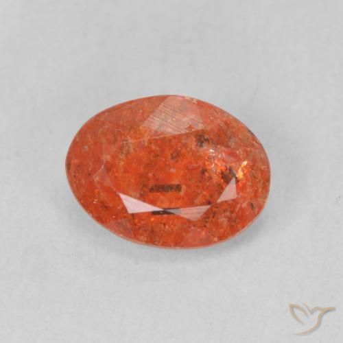 1.08ct 자연스러운 파이어 오렌지 썬스톤, 타원형, 투명한