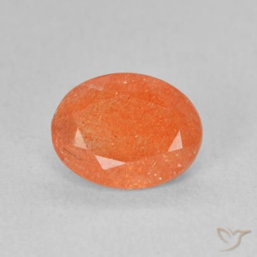 1.25ct 자연스러운 미디엄 오렌지 썬스톤, 타원형, 투명한