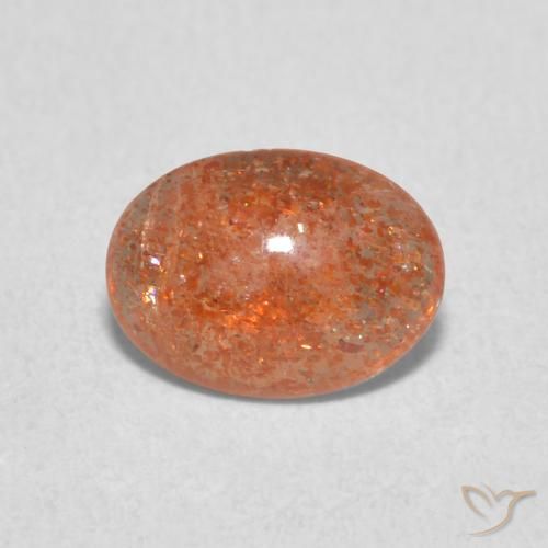 1.04ct 자연스러운 미디엄 오렌지 썬스톤, 타원형, 투명한