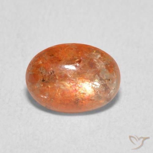 1.08ct 자연스러운 붉은 오렌지 썬스톤, 타원형, 투명한