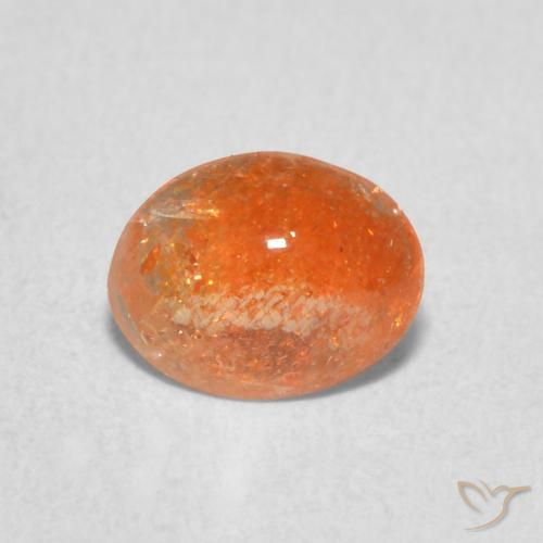 0.77ct 자연스러운 딥 오렌지 썬스톤, 타원형, 투명한