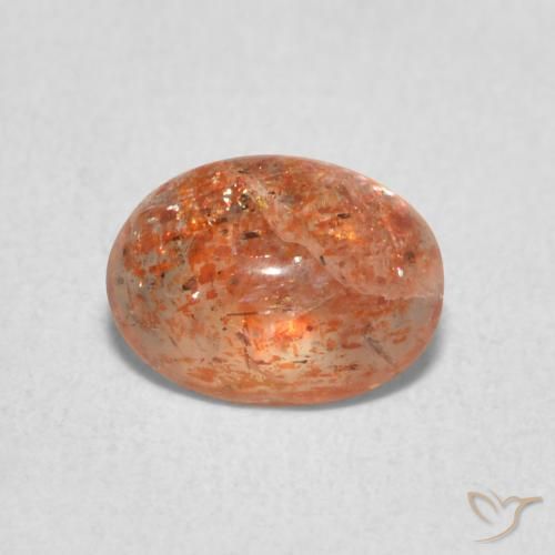 0.97ct 자연스러운 붉은 오렌지 썬스톤, 타원형, 투명한