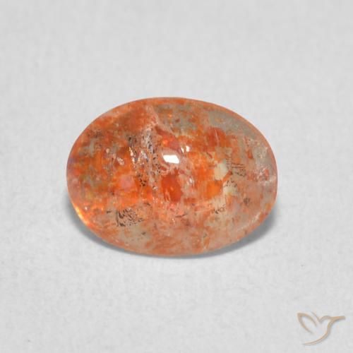 0.86ct 자연스러운 자몽 오렌지 썬스톤, 타원형, 투명한