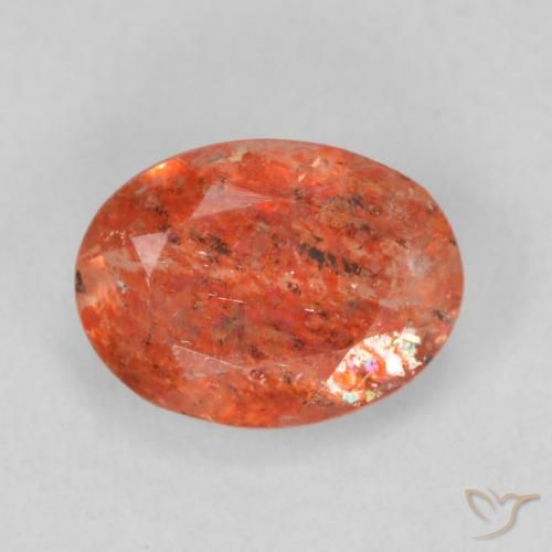 1.03ct 자연스러운 앰버 오렌지 썬스톤, 타원형, 투명한