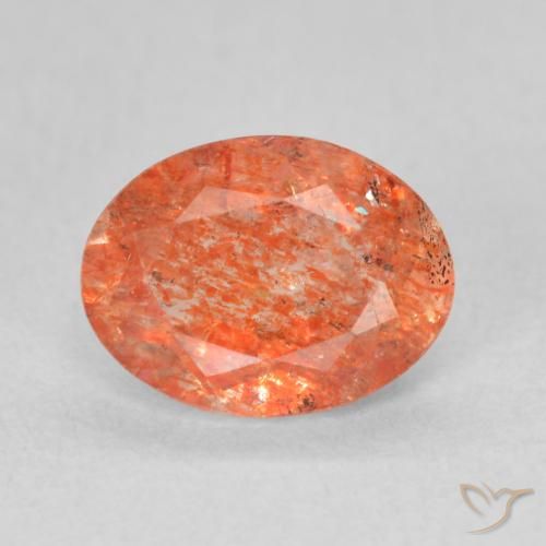 1.05ct 자연스러운 밝은 주황색 썬스톤, 타원형, 투명한
