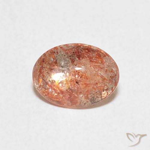 0.91ct 자연스러운 자몽 오렌지 썬스톤, 타원형, 투명한