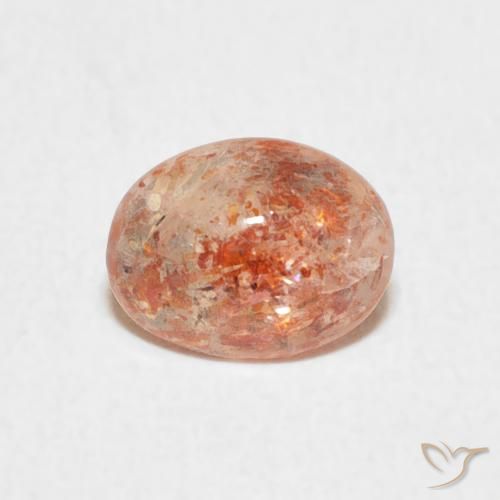 0.97ct 자연스러운 피치 오렌지 썬스톤, 타원형, 투명한
