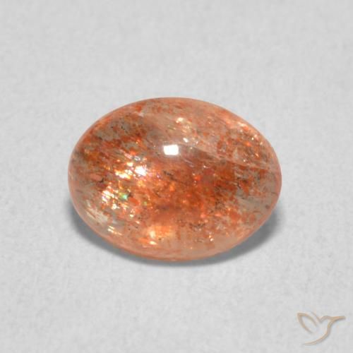 1.05ct 자연스러운 붉은 오렌지 썬스톤, 타원형, 투명한