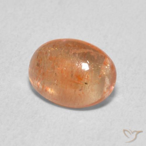 1.26캐럿 천연 Medium Light-Orange 썬스톤, 타원형, 투명한