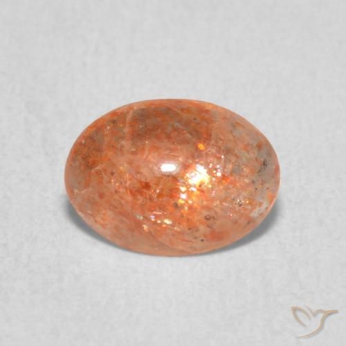 0.84ct 자연스러운 Medium Light-Orange 썬스톤, 타원형, 투명한