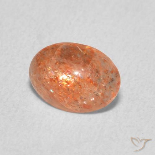 0.84캐럿 천연 Medium Light-Orange 썬스톤, 타원형, 투명한
