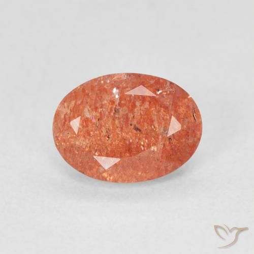 1.15ct 자연스러운 붉은 오렌지 썬스톤, 타원형, 투명한