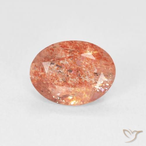 1.14ct 자연스러운 자몽 오렌지 썬스톤, 타원형, 투명한