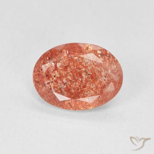 0.99ct 자연스러운 자몽 오렌지 썬스톤, 타원형, 투명한