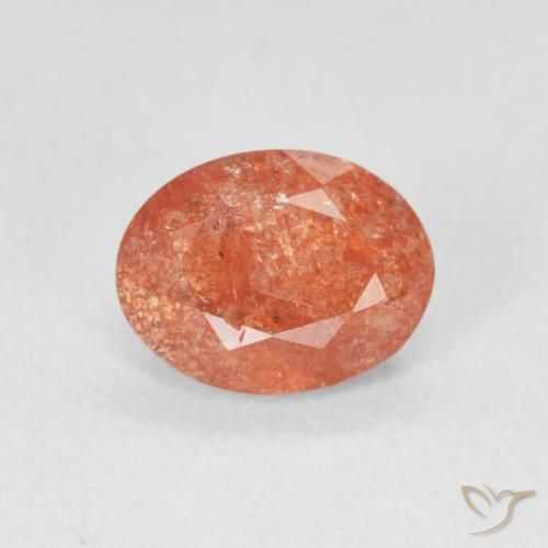 1.22ct 자연스러운 자몽 오렌지 썬스톤, 타원형, 투명한