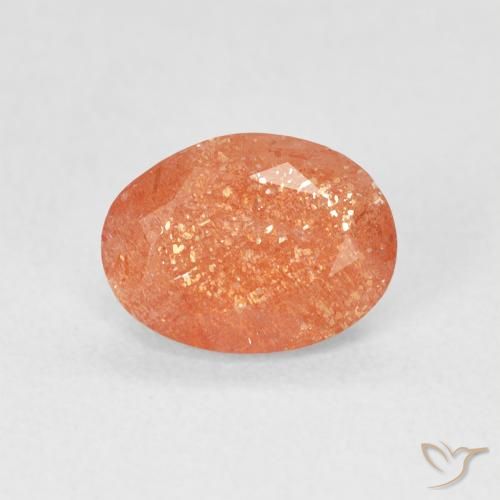 1.23ct 자연스러운 붉은 오렌지 썬스톤, 타원형, 투명한