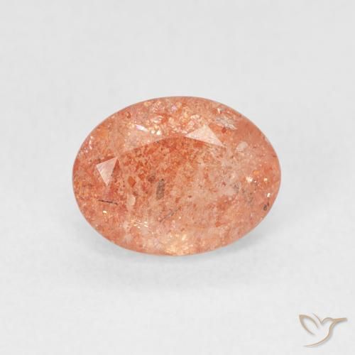 1.40ct 자연스러운 자몽 오렌지 썬스톤, 타원형, 투명한