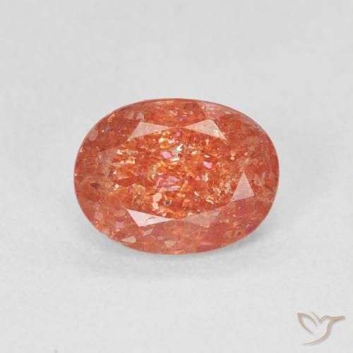 1.12ct 자연스러운 자몽 오렌지 썬스톤, 타원형, 투명한